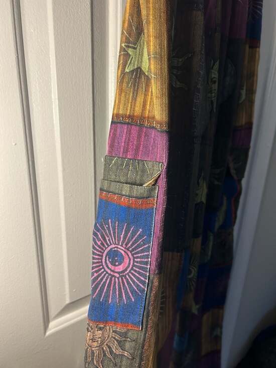 SHEIN Grunge Patchwork Sun and Moon Print Drawstring Waist Cargo Pants - Picture 4 of 5